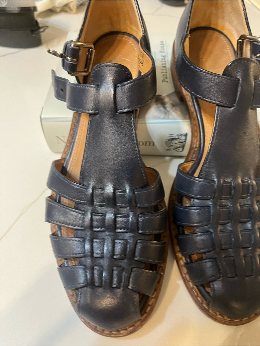 Churches, Kelsey, fisherman sandal in Navy blue style is written on the strap
